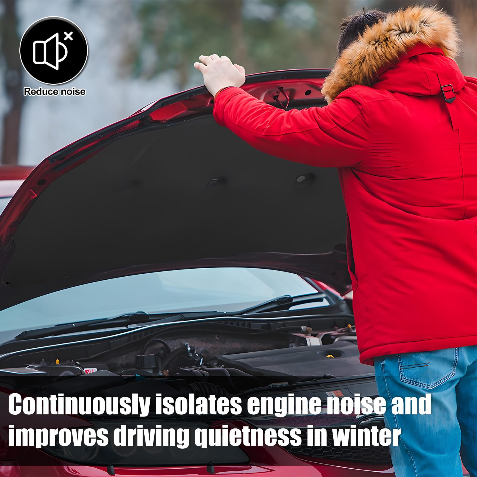 Schalldämmendes Mattenpolster golf 7 für die vordere Motorhaube, Schallschutzmatte, Schaumstoff, Motorhaubendämmung Dämmmatte mit Clips für 14-20 VW GOLF7 Limousine/Variant 12-17