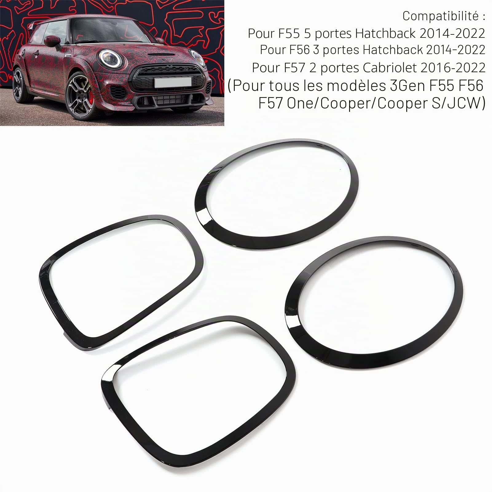 Autres Accessoires, Garnitures de Couverture de Contour pour F55 F56 F57 One S Jcw 2014 + Feu Arrière de Phare Noir Brillant pour F55 F56 F57 One S Jcw 2014+