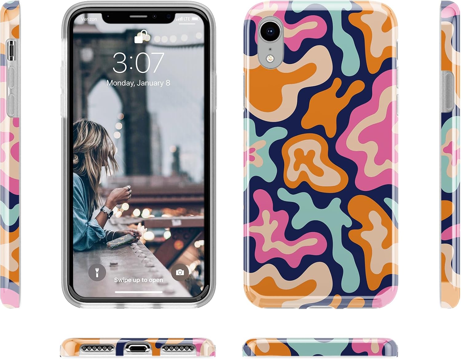 Casely iPhone XR Case | Midnight Color Splash | Abstract Retro | Classic Ultra Slim Design