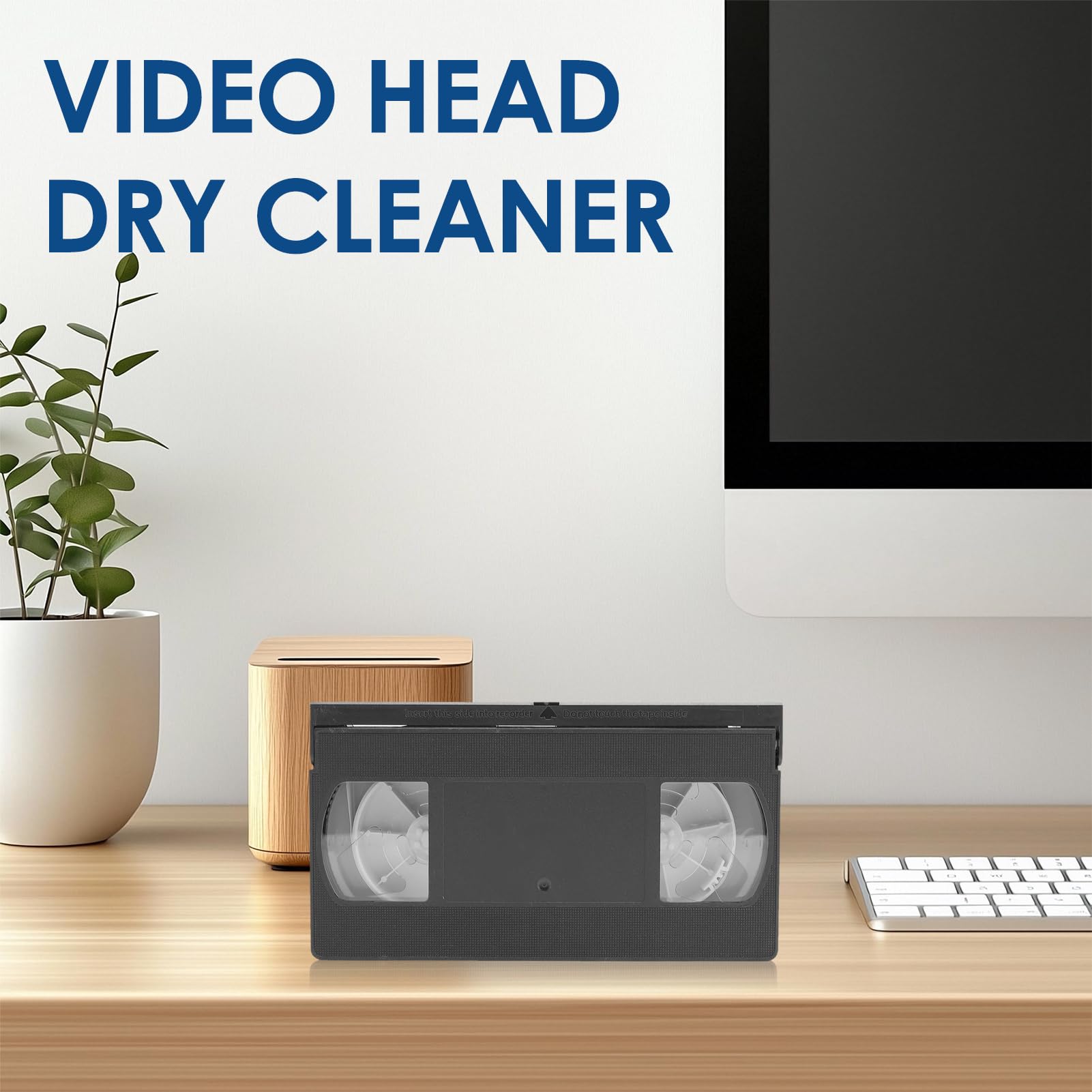 Garsent Pulitore per testine VCR, detergente per testine VHS, detergente per testine video VHS per lettori VCR VHS, tecnologia a secco, riutilizzabile fino a 50 volte, non richiede liquidi