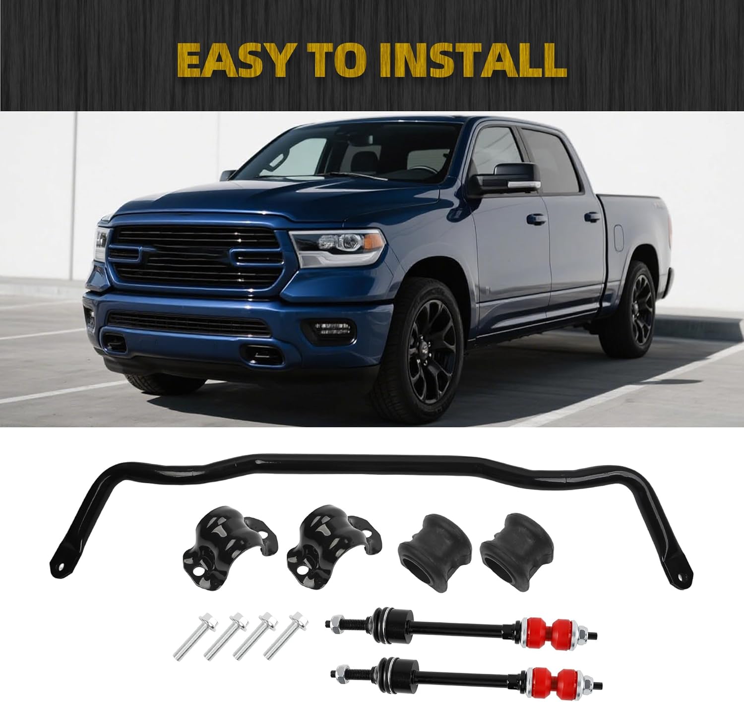 Dasbecan 55398938AC Front Stabilizer Bar K80894 Front Sway Bar Link Kit with Bushing Kit Compatible with Dodge Ram 1500 09-10 Ram 1500 11-18 Ram 1500 Classic 19-22 4WD Replace 55398938AB