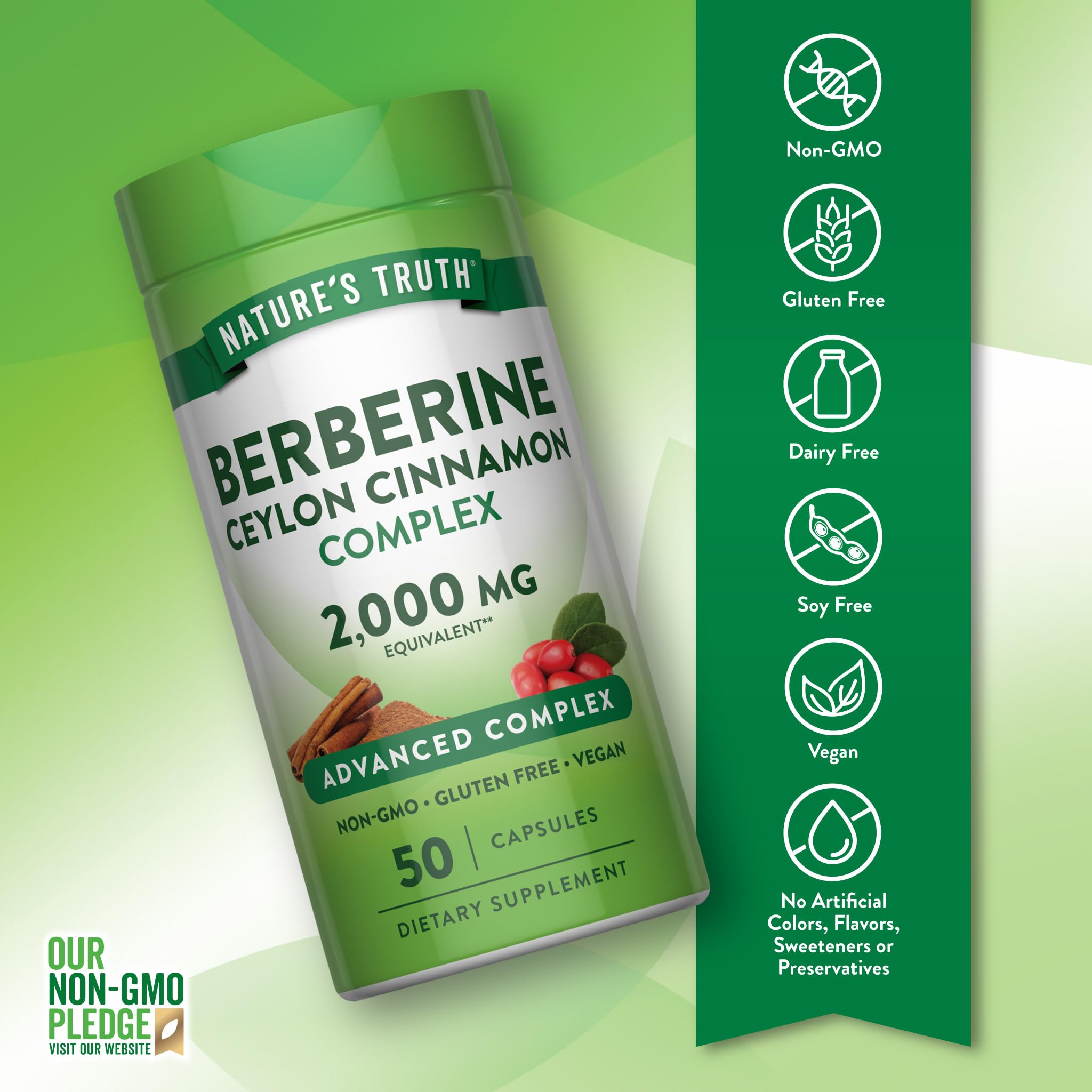 Nature's Truth Berberine with Ceylon Cinnamon Complex | 50 Vegan Capsules — Amazon image 3