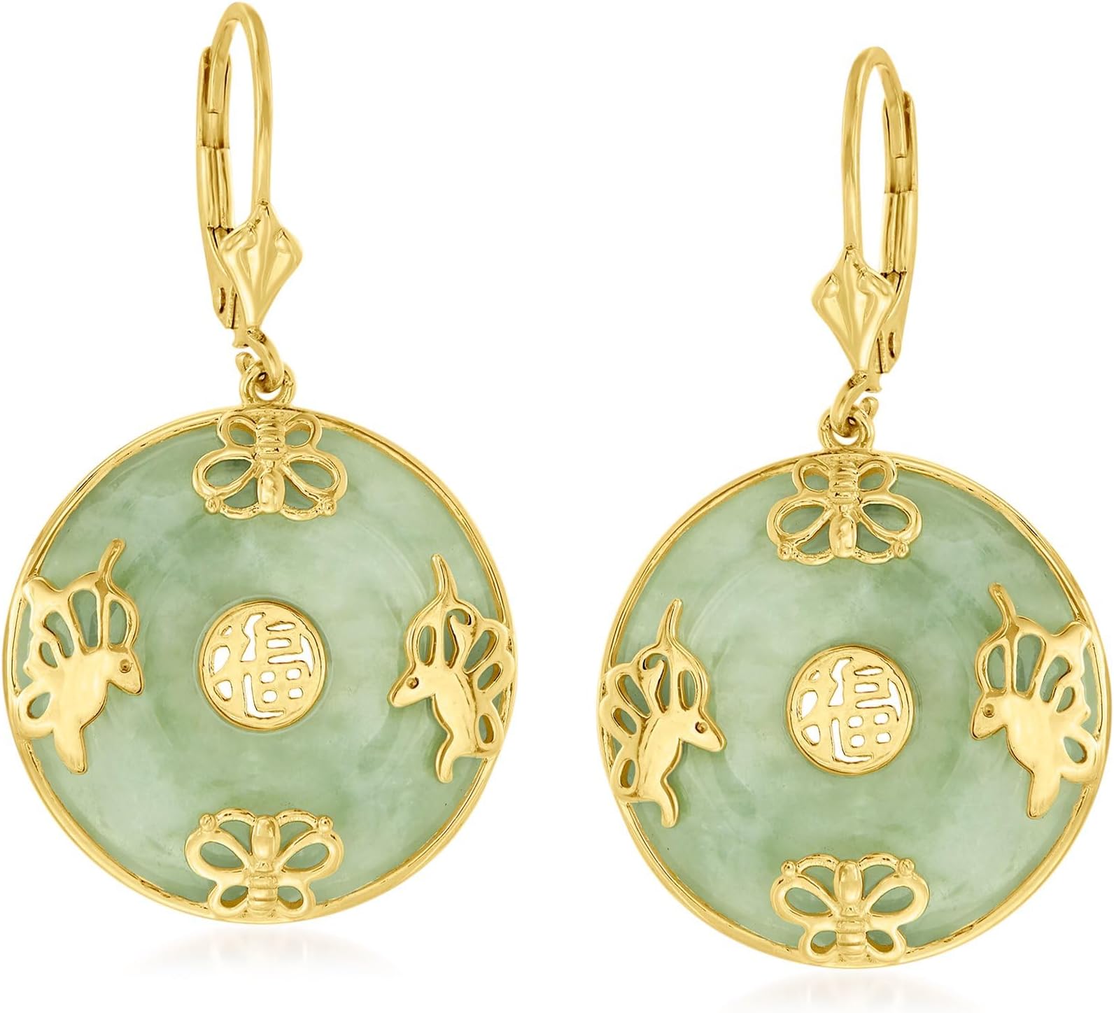 Good Fortune Butterfly Drop Earrings in 18kt Gold Over Sterling