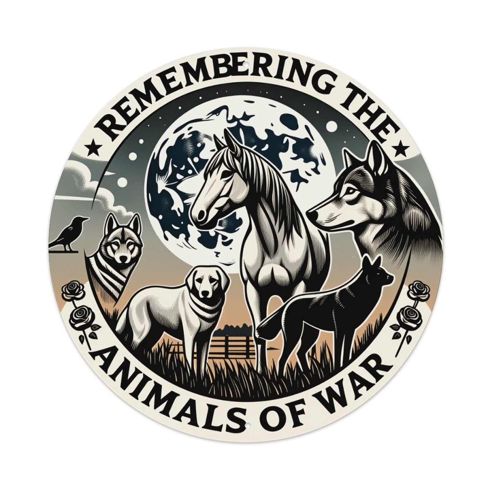 Remembering The Animals Of War Tin Sign Vintage Style Home Bar Garden Wall Plaque Decor Metal Poster 8x12 Inch