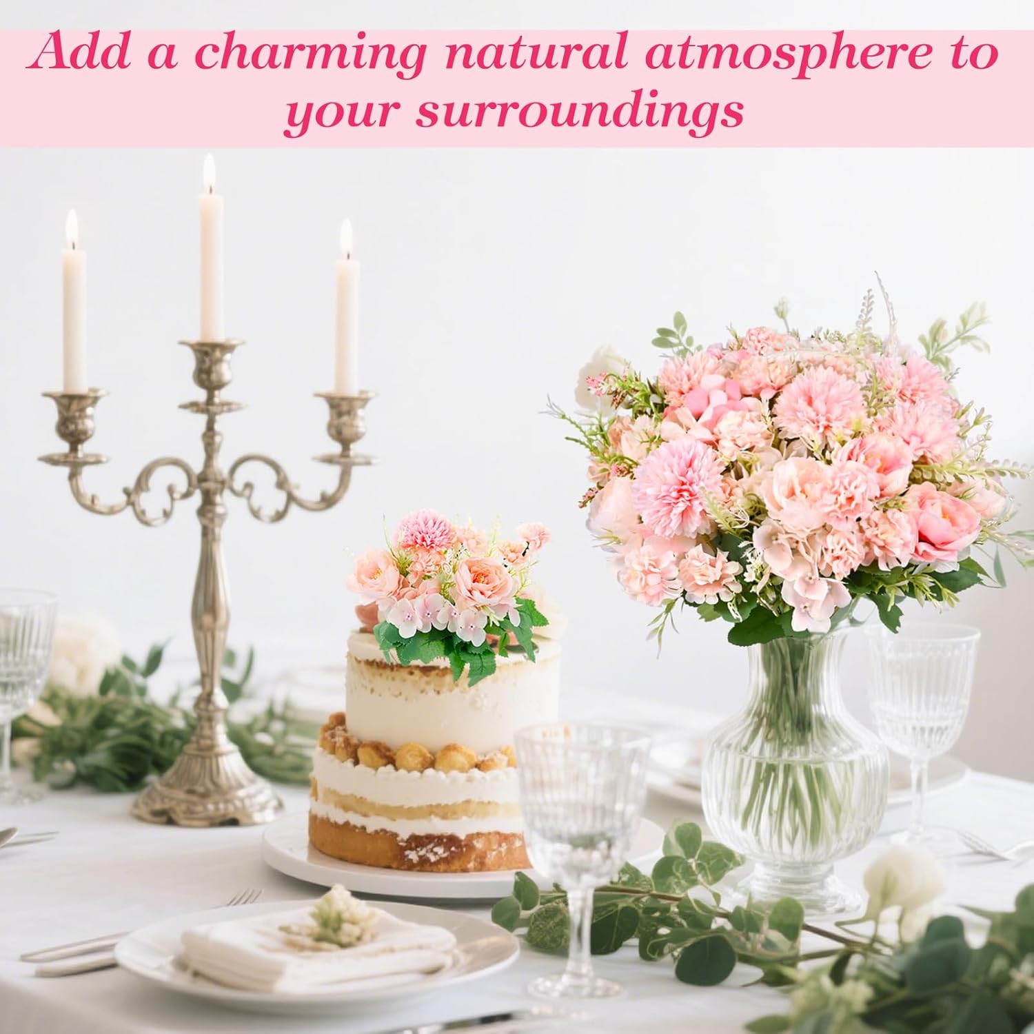 Olgaa 12 Bundles Peonies Artificial Flowers Silk Flowers Fake Peony Bouquet Faux Peonies Flowers Bulk for Wedding Decor Centerpiece Table Decorations (Pink) - Image 6