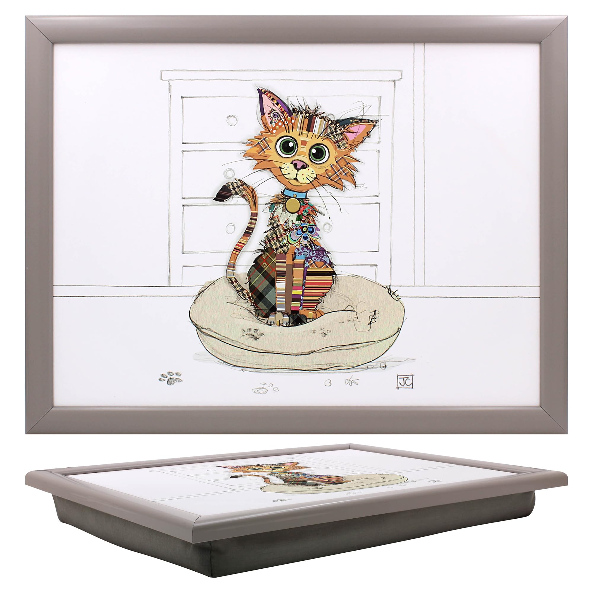 Lesser & Pavey Bug Art Kimba Kitten Laptray With Bean Bag for Serving Dishes | Lovely Lap Trays for Eating on Lap for Dinner or Breatfast | Newly Designed Food Trays for Lap