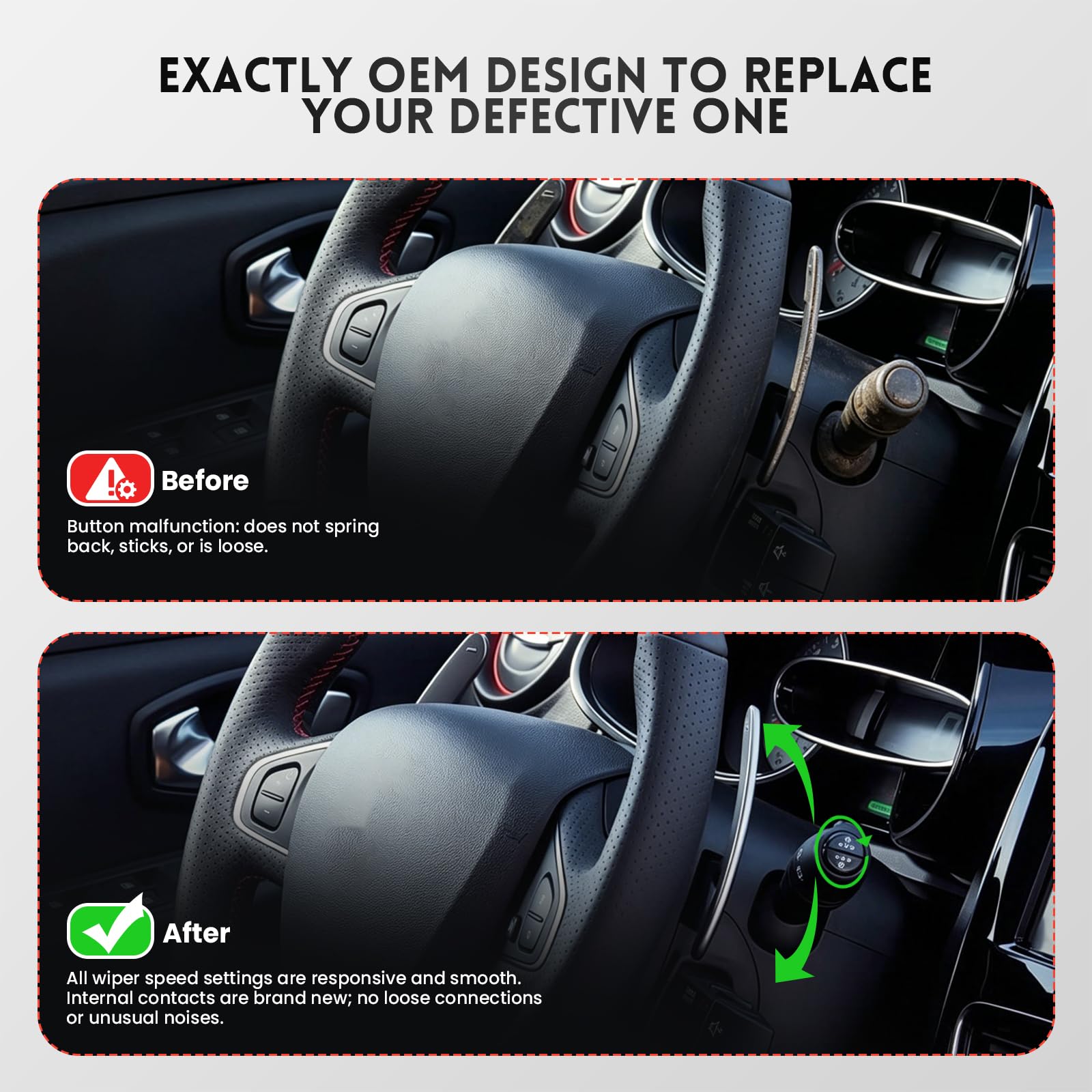 Commodo essuie Glace pour Clio 4 2012-2021Captur 1 2013- Trafic 3 2014-8201168013 Commande au Volant Lave vitre 251696 (13 pins)