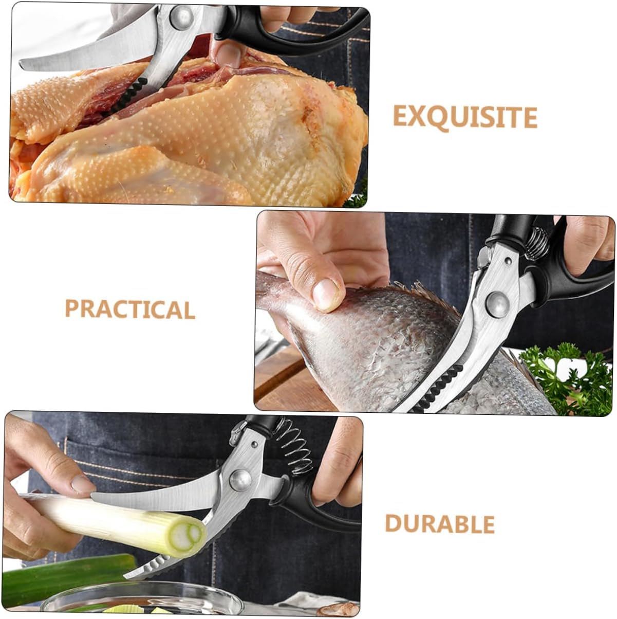 Multipurpose Heavy Duty Poultry Shears Scissors for Meat and Bone Cutting Ergonomic Non Slip Handle Resistant Kitchen Food Scissors for Home Cooking