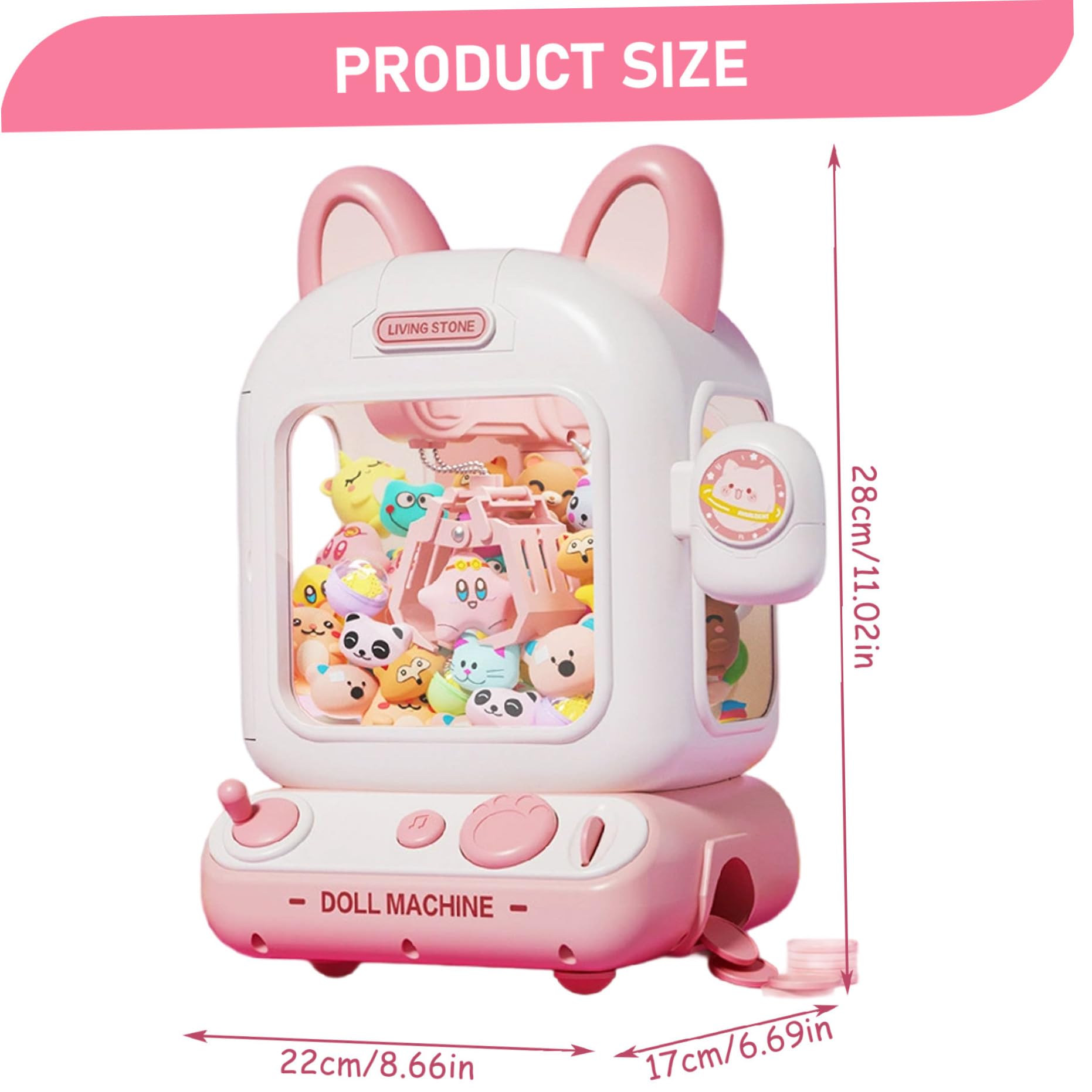 Macchina Artigli per Bambini, Macchina Artigli per Bambini con Luce e Musica, Mini Distributore Automatico con 10 Muppet, 10 Uova a Sorpresa e 12 Monete da Gioco, Giocattolo per a Batteria/U