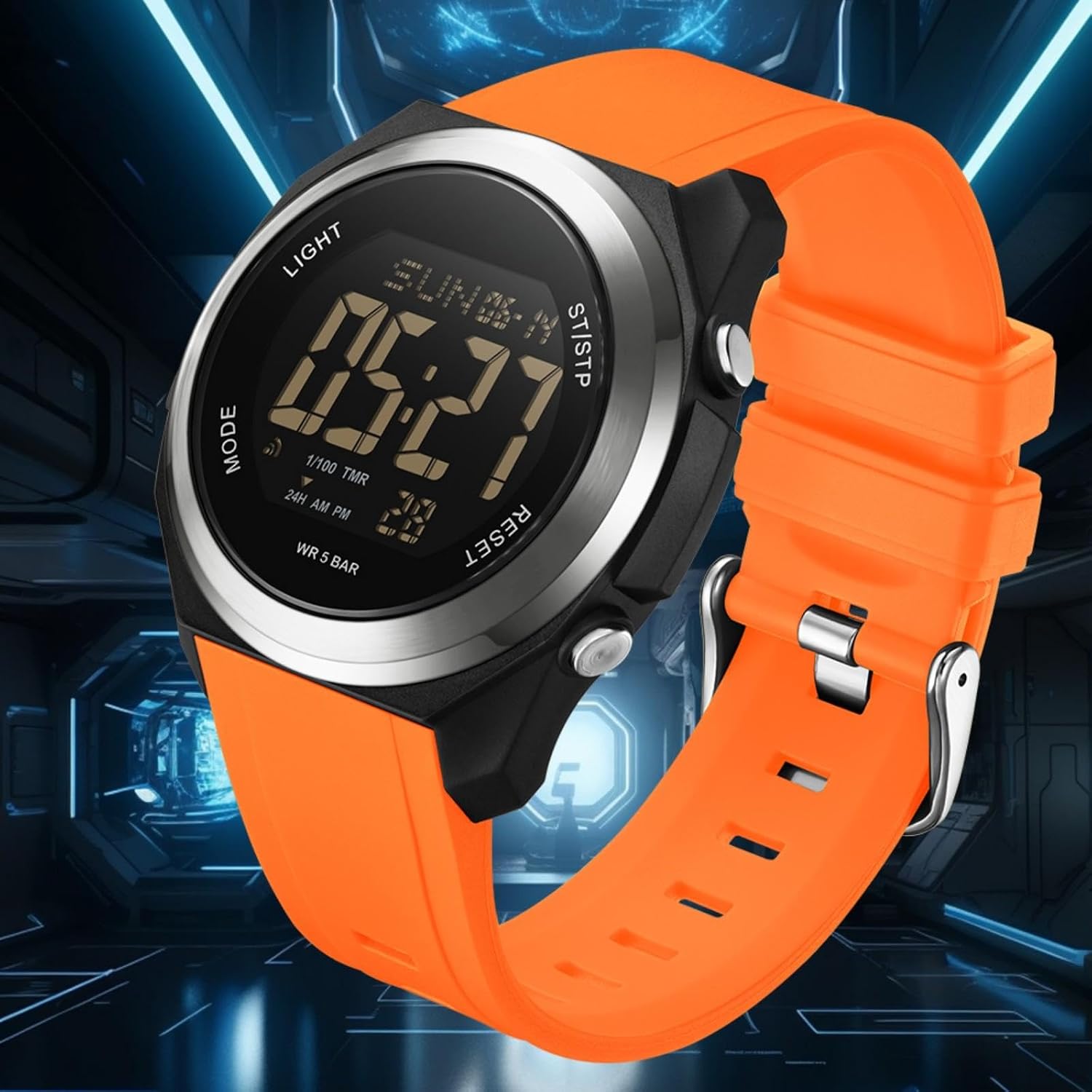 findtime Watches for Women Digital LED Back Light Watch Women with Dual Time Zone Display Countdown Alarm Stopwatch Ultra-Thin Colorful Wristwatch