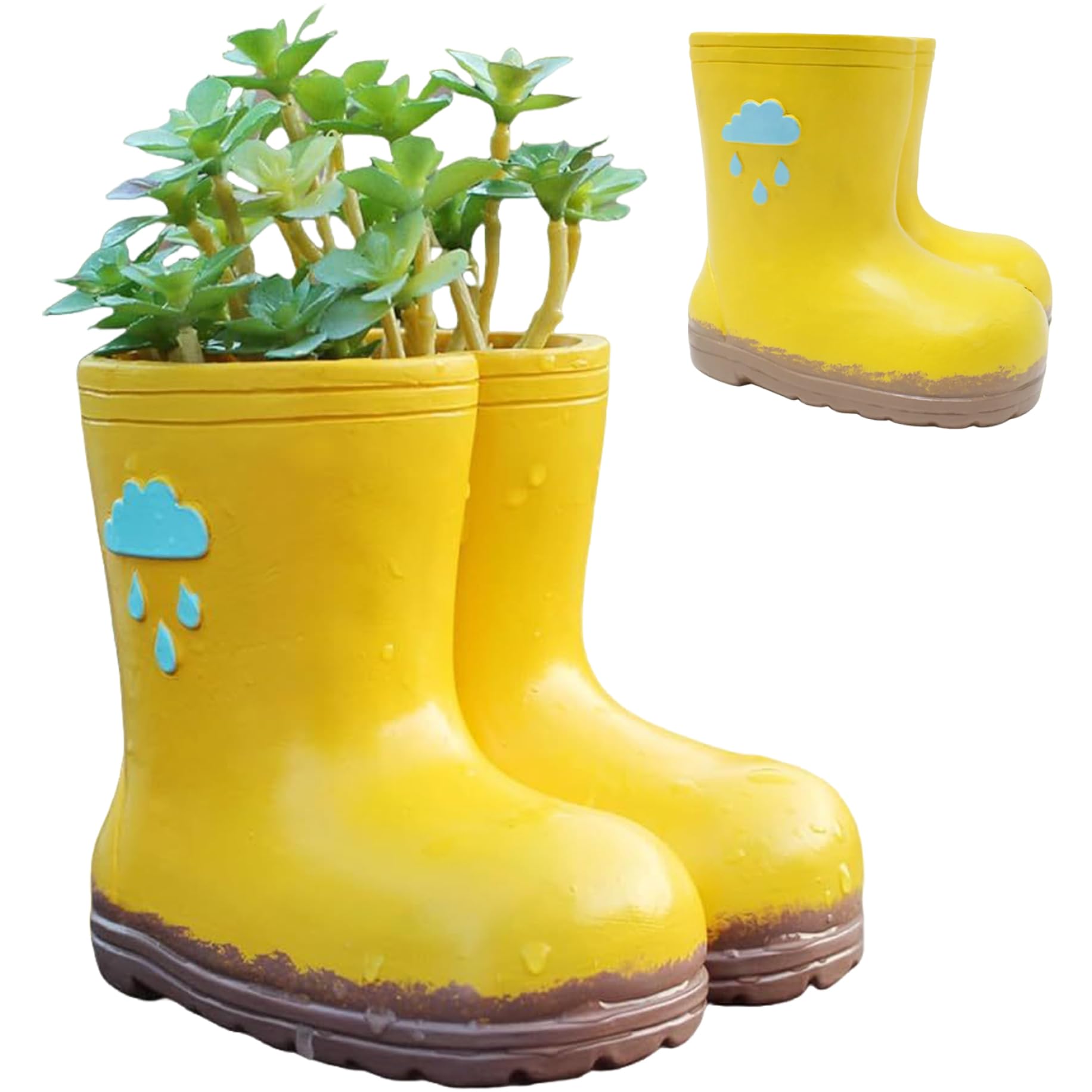 Yeaxxsqy Boot Vase Unique Rain Boot Planter with Drainage Holes, Aesthetic Resin Flower Pot for Indoor Outdoor Plants Funny Home Garden Decor, Planter Pot