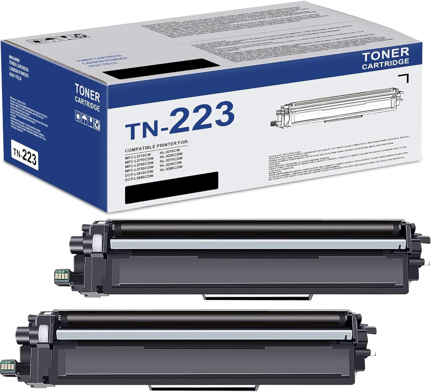 TN-223BK TN223BK Toner Cartridge Replacement for Brother TN-223 TN223 Black Toner MFC-L3770CDW MFC-L3710CW Printer Toner - Page Yield Up to 1,600 Pages