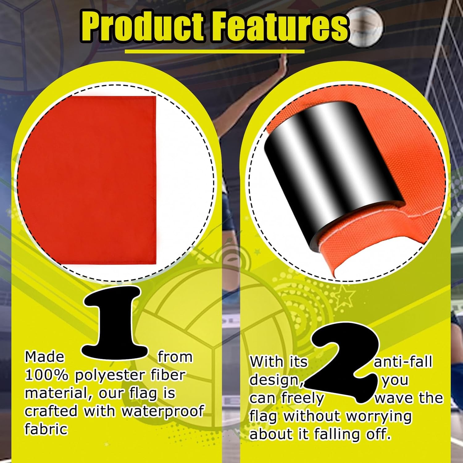 Volleyball Line Judge Flags, 8-Pack Lightweight Referee Flags for Volleyball Games, Schools & Tournaments