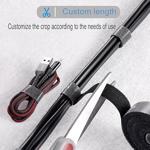 Miniatura 5 de Bridas de cables de 62 pies x 0.6 pulgadas, organización de cables, organizador de cables, gestión de cables debajo del escritorio, bridas de gancho