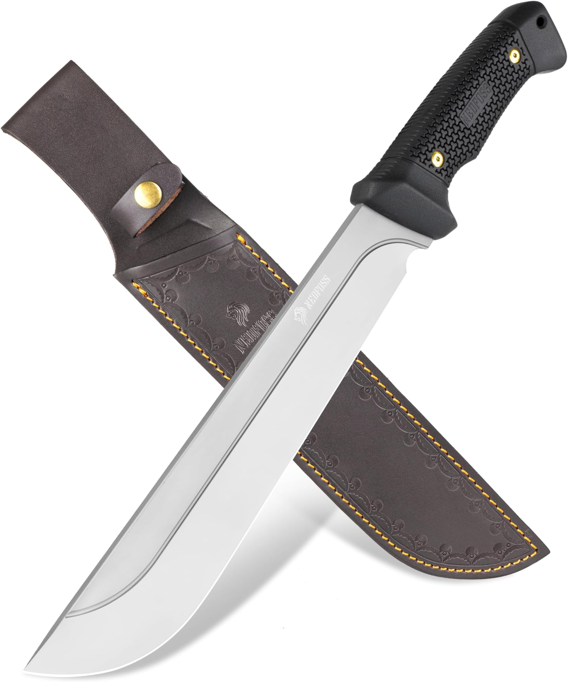 16" Survival Machete with Sheath, D2 Steel 0.22" Thick Full Tang Blade Machete Knife with Flat Grinding, Machete for Cutting Trees, for Yard Work, Clearing Brush with TPE Handle