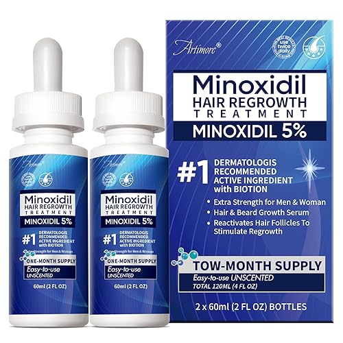 Suero para el crecimiento del cabello de minoxidil al 5% para hombres y mujeres con biotina: minoxidil para hombres y mujeres, 5 por ciento,
