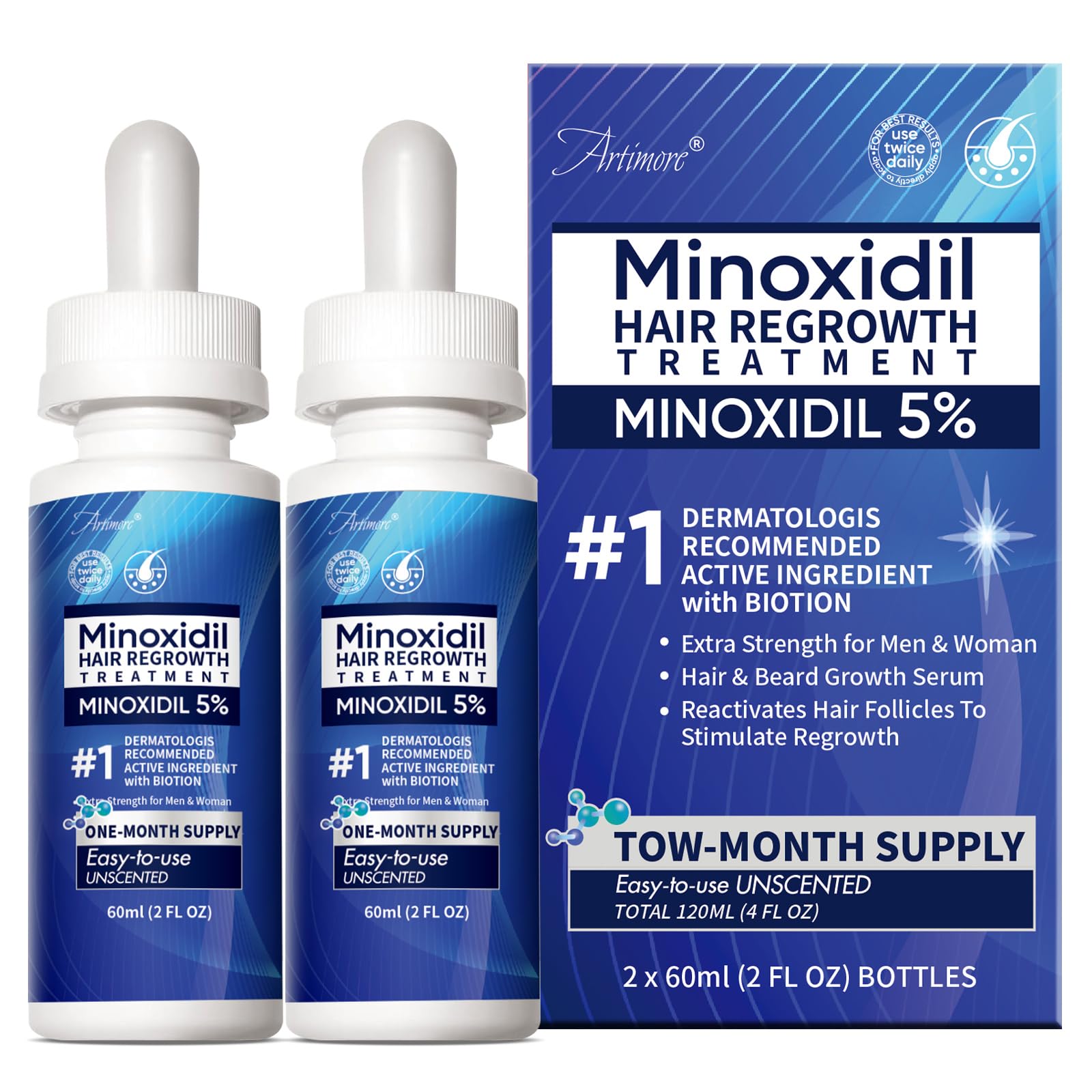 5 Minoxidil Hair Growth Serum for Men Women with Biotin Minoxidil for Men and Women 5 Percent Hair