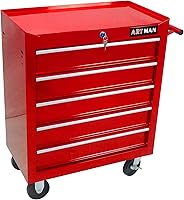 Vista 21 de Carrito de herramientas de 5 cajones con ruedas, cofre de herramientas rodante para almacenamiento de herramientas, organizador de carrito
