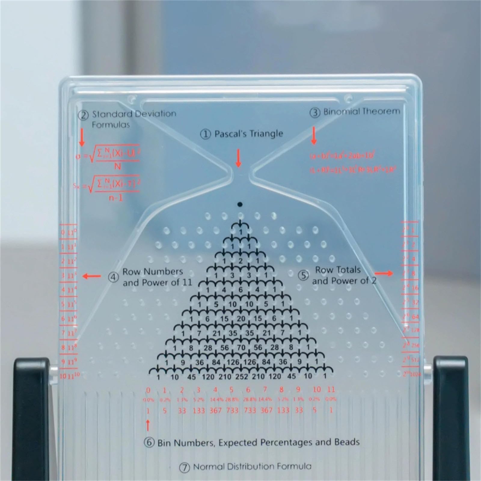 Galton Board Demostración, modelo de distribución normal para estadística, herramienta de probabilidad de curva de campana para enseñanza de física, ayuda de experimentos de laboratorio