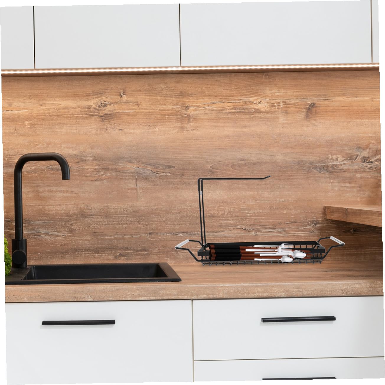 Estante Escurridor de Fregadero de Cocina Extensible 425-54 CM Soporte Inoxidable para Paños y Jabón Cesta Organizadora para Frutas y Verduras 1 Pieza Uso Fregadero