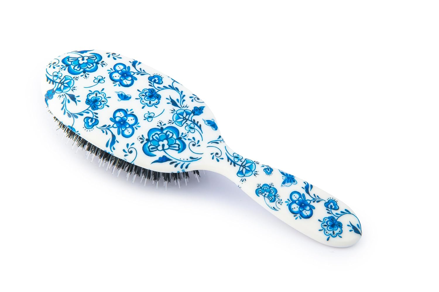 Rock & Ruddle Natural Mixed Boar Bristle Hair Brush for Women and Kids (Large, 21 cm) - Perfect for Wet or Dry Hair, Detangling Smoothing Blowdrying - Designed & Made in UK - Cherries Design