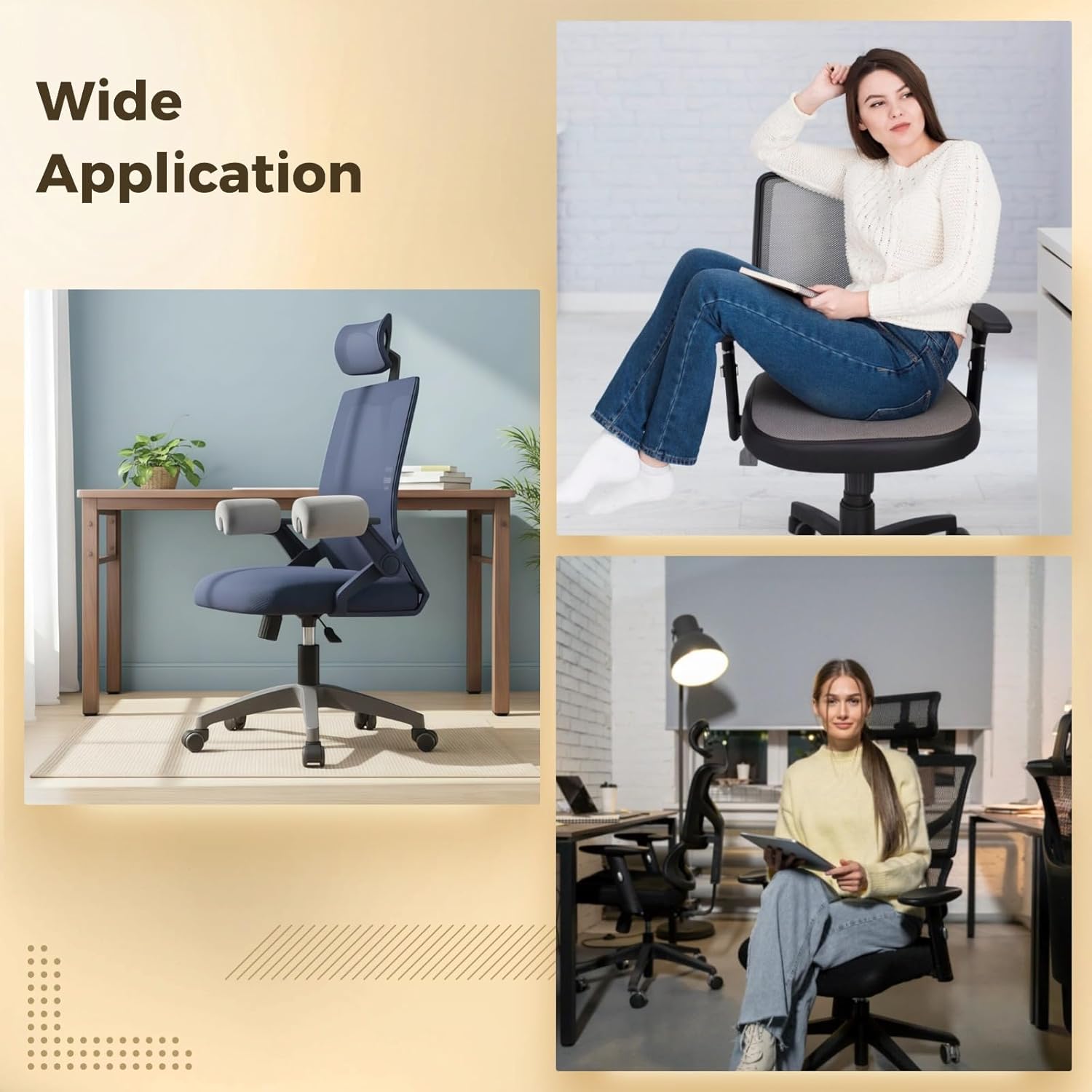 2 Pcs Office Chair Armrest Pads, Memory Foam Elbow Support, 3.9 in Height, 7.9 X 5.7 in, Non-Slip, Gray