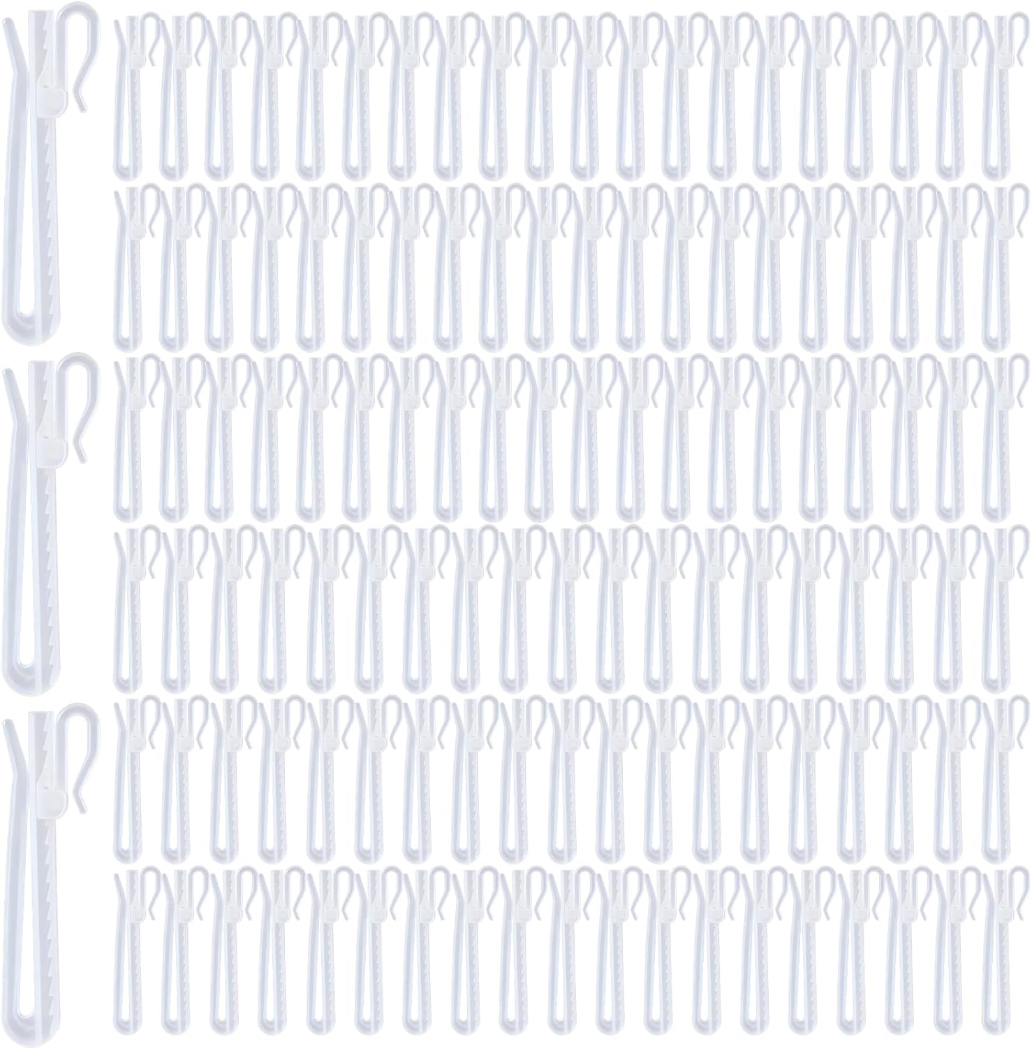 Plastic Curtain Hooks, Adjustable Pinch Pleat Hooks, Ratchet System Pinch Pleat Curtain Hooks for Window Curtain, Door Curtain and Shower Curtain (30PCS)