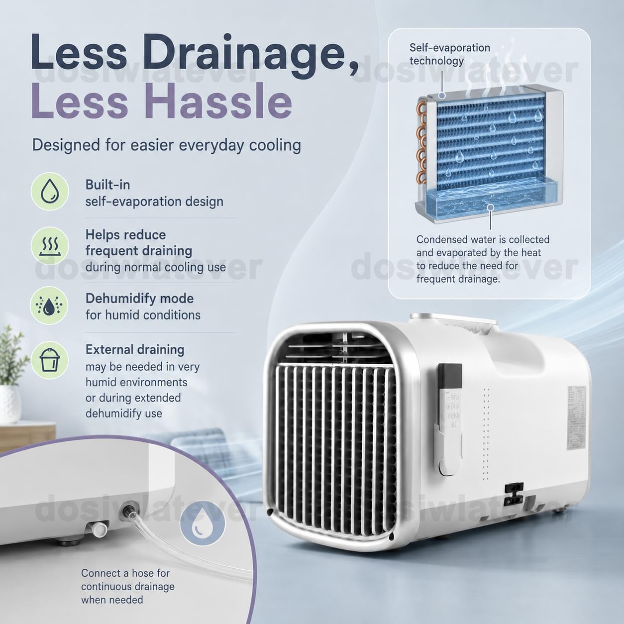 Aire acondicionado portátil sin unidad exterior 4100-5100 BTU, bajo consumo 240W/400W, refrigeración eficiente 8-10m², ideal para dormitorio, oficina, tienda de campaña y caravana White-V1pro220V