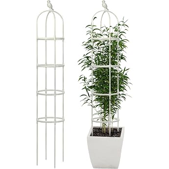 Garden Trellis for Climbing Plants Rustproof Metal Pipe Heavy Duty 6ft Garden Outdoor Indoor Potted Plant Support White