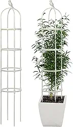 CJGQ Treliça de Jardim para Plantas Trepadeiras, Tubo de Metal À Prova de Ferrugem com 6 Pés Resistentes, Suporte para Plantas Em Vasos Internos para Jardim Externo （Branco）…