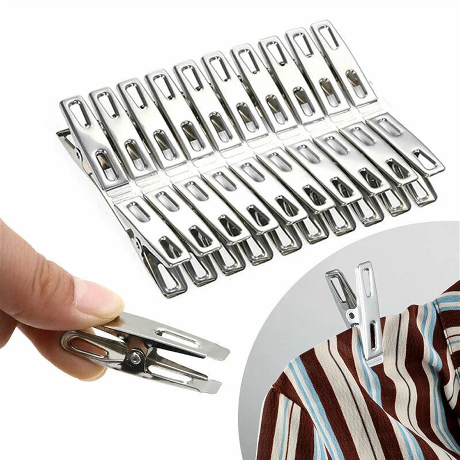 Mollette in Acciaio Inossidabile, 40 Pezzi mollette for bucato in Acciaio Inox for Appendere Fili for bucato Morsetti in Metallo Antivento
