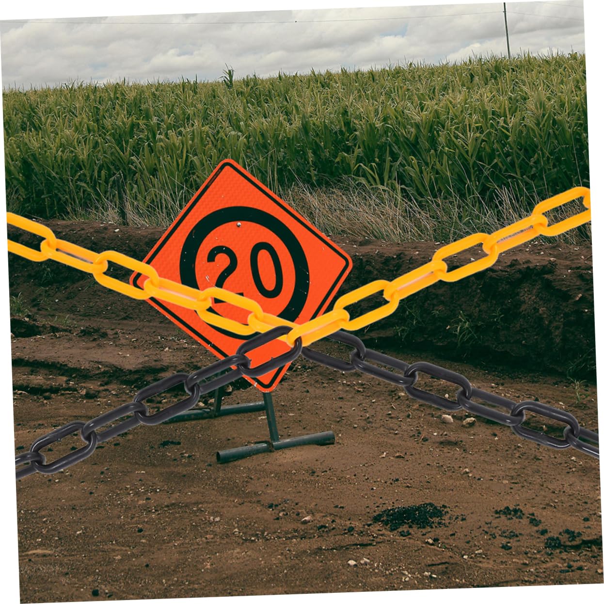 Cabilock 25m Plastic Chains for Gate Safety Barrier Chain High Visibility for Outdoor Traffic Delineation