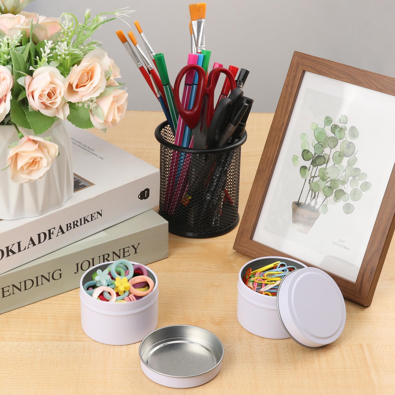 IHDYPPEW 48 Piece 4 oz White Candle Tins with Lids, Candle Tin Cans, Empty Candle Jars for Making Candles, Party Favors, Spices, Jewelry, Cosmetics