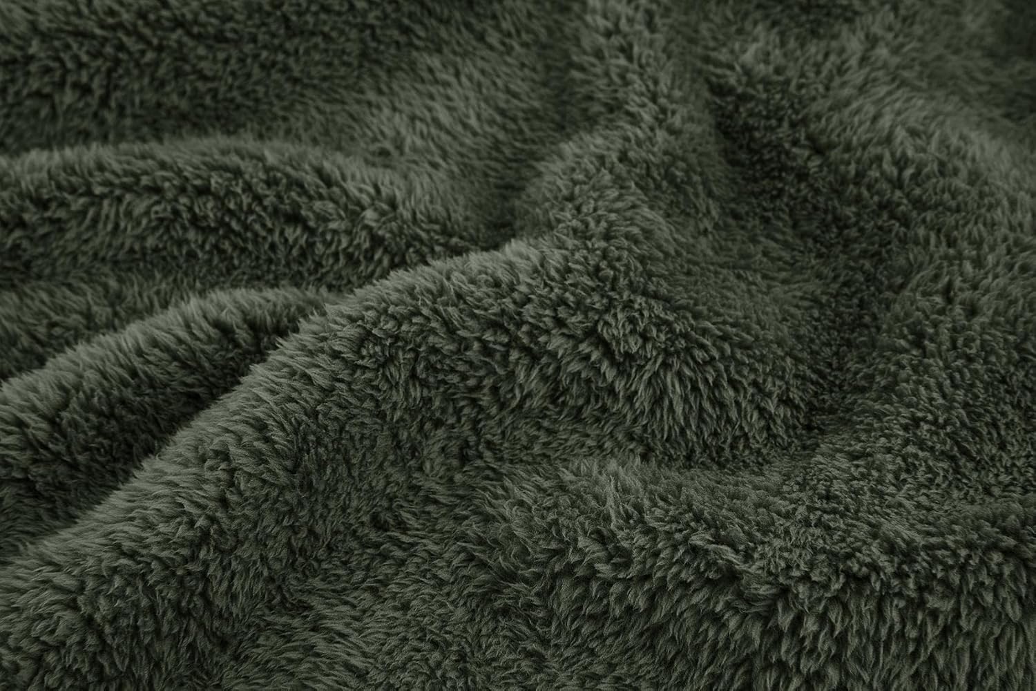 Pengfei Mens Fuzzy Sherpa Pullover Sweatshirts Long Sleeve Fleece Fluffy Crew Neck Fall Winter Warm Outwears Green - Image 6