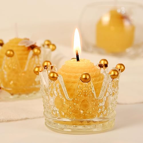 Miniatura 6 de DEYBBY Juego de 12 velas de cera de abeja natural a granel, velas votivas de abeja pequeña con decoraciones de abejas pequeñas como regalo (amarillo)