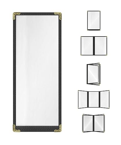 Miniatura 253 de Goodsmart - Fundas para menú de restaurante, paquete de 25 unidades, color negro, 2 vistas, soportes para menú de carga superior, cubiertas