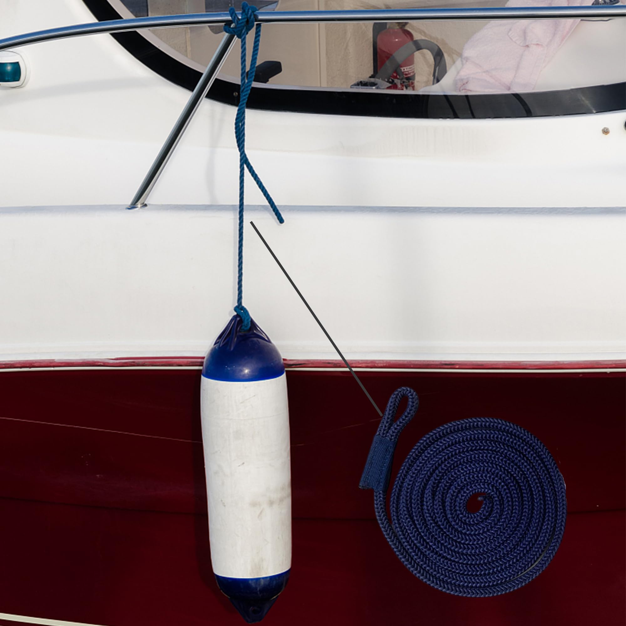 Parafanghi da 4 Pezzi, Linee Parabordi per Barche, Protezioni per Banchine Marine, Linee di Paraurti in Corda, Diametro 1.5m Lunghezza 6mm, per Barche Accessori, Pontone, Barche a Vela, Blu