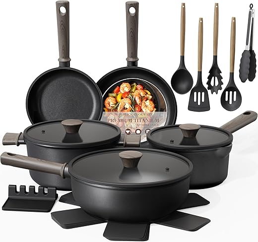 Astercook A60.CS19005A-B 19-Pc PFAS-Free Nonstick Cookware