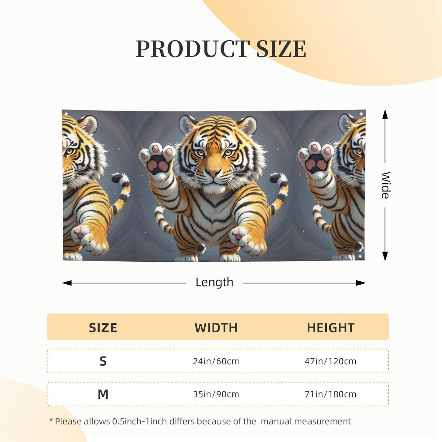 Tiger head with raised paws Banner Party Decor Backdrop Banner Birthday Party Photography Background Decorations 47 x 24 Inch Flag Indoor Outdoor Wall Decor Banner Party Supplies Favors image 2