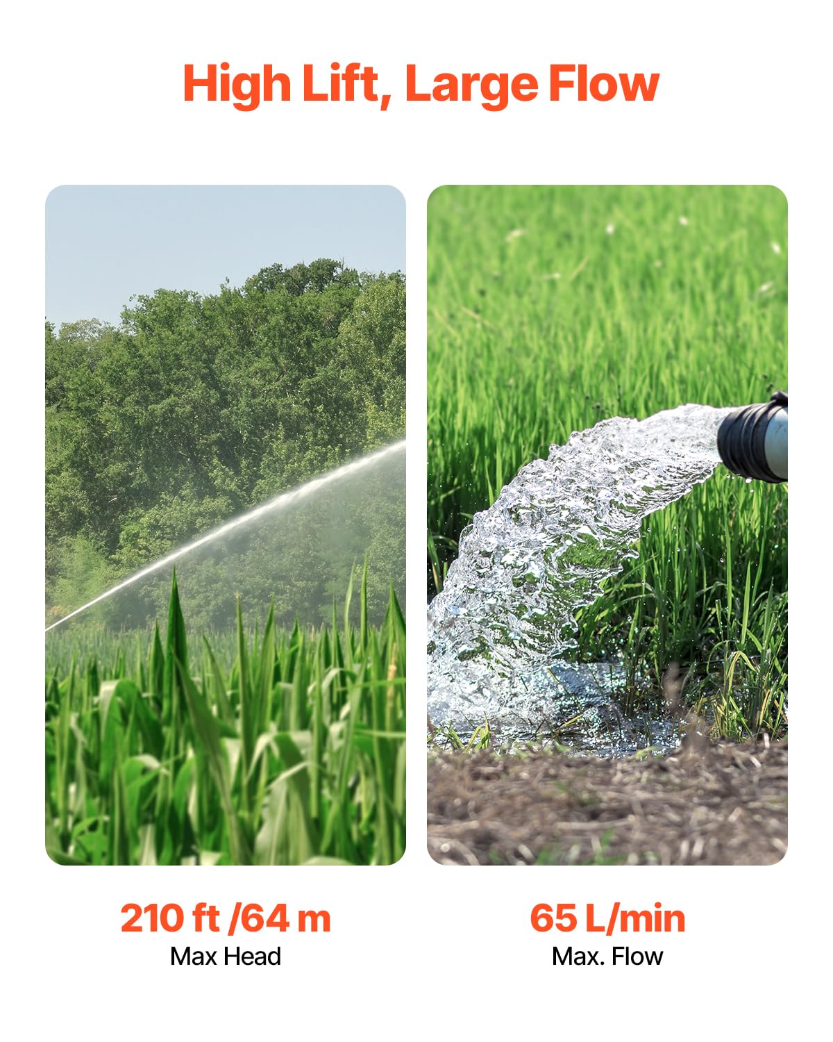 VEVOR Tiefbrunnenpumpe, 550 W Ausgangsleistung, 65 L/min Durchfluss, 64 m Förderhöhe, mit 20 m Kabel, externer Steuerkasten, Edelstahl-Wasserpumpe, für industrielle Bewässerung und Heimgebrauch, IP68