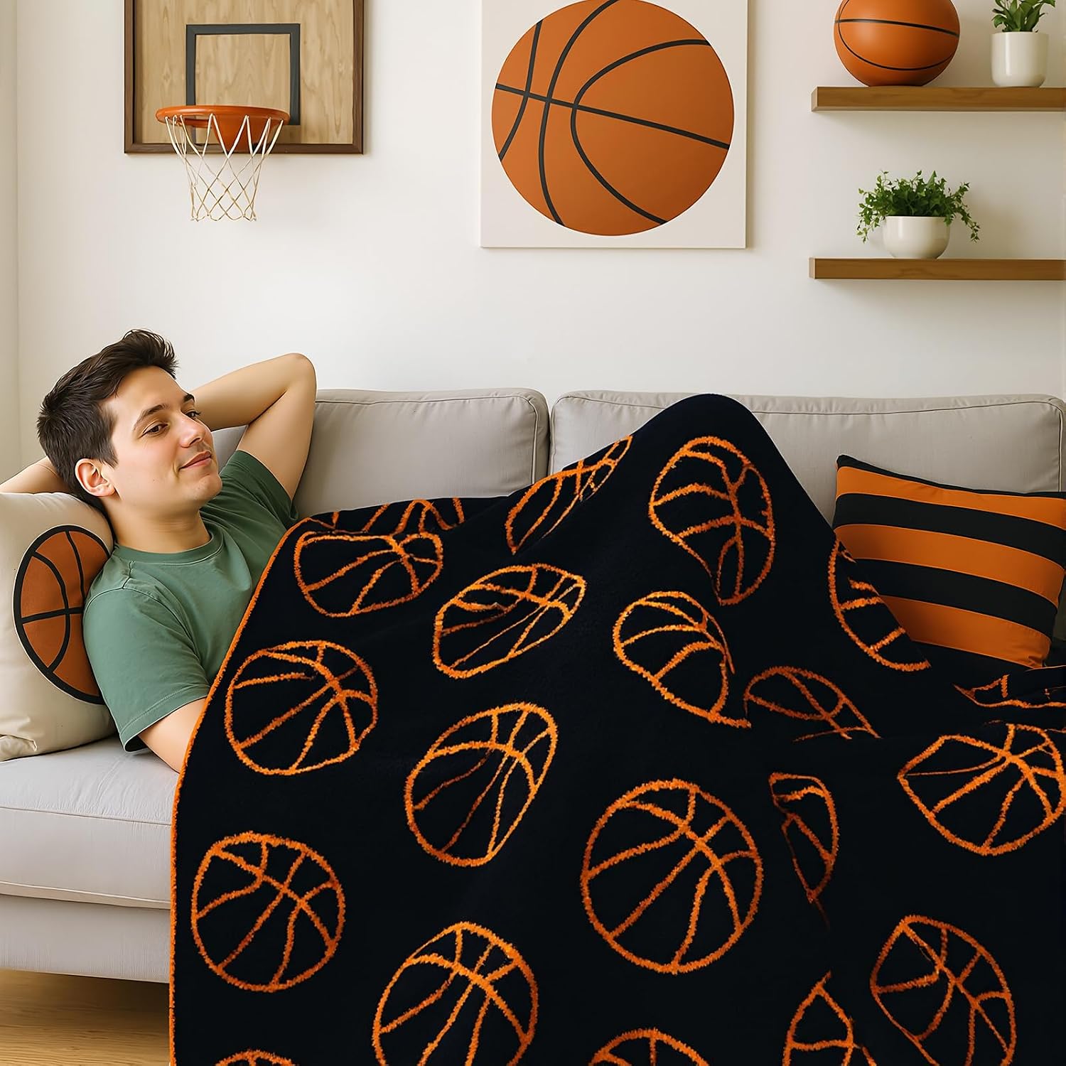 Remagr Basketball Gifts Blanket 60x50, Orange Throw
