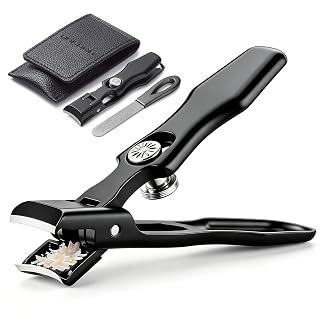 VOGARB Toenail Clippers For Thick Nails Safety Lock Extra Large Wide Jaw Opening Ingrown Nail Clippers With File Heavy Duty Fingernail Cutter No Splash For Men Women Adult Seniors (Black with File)