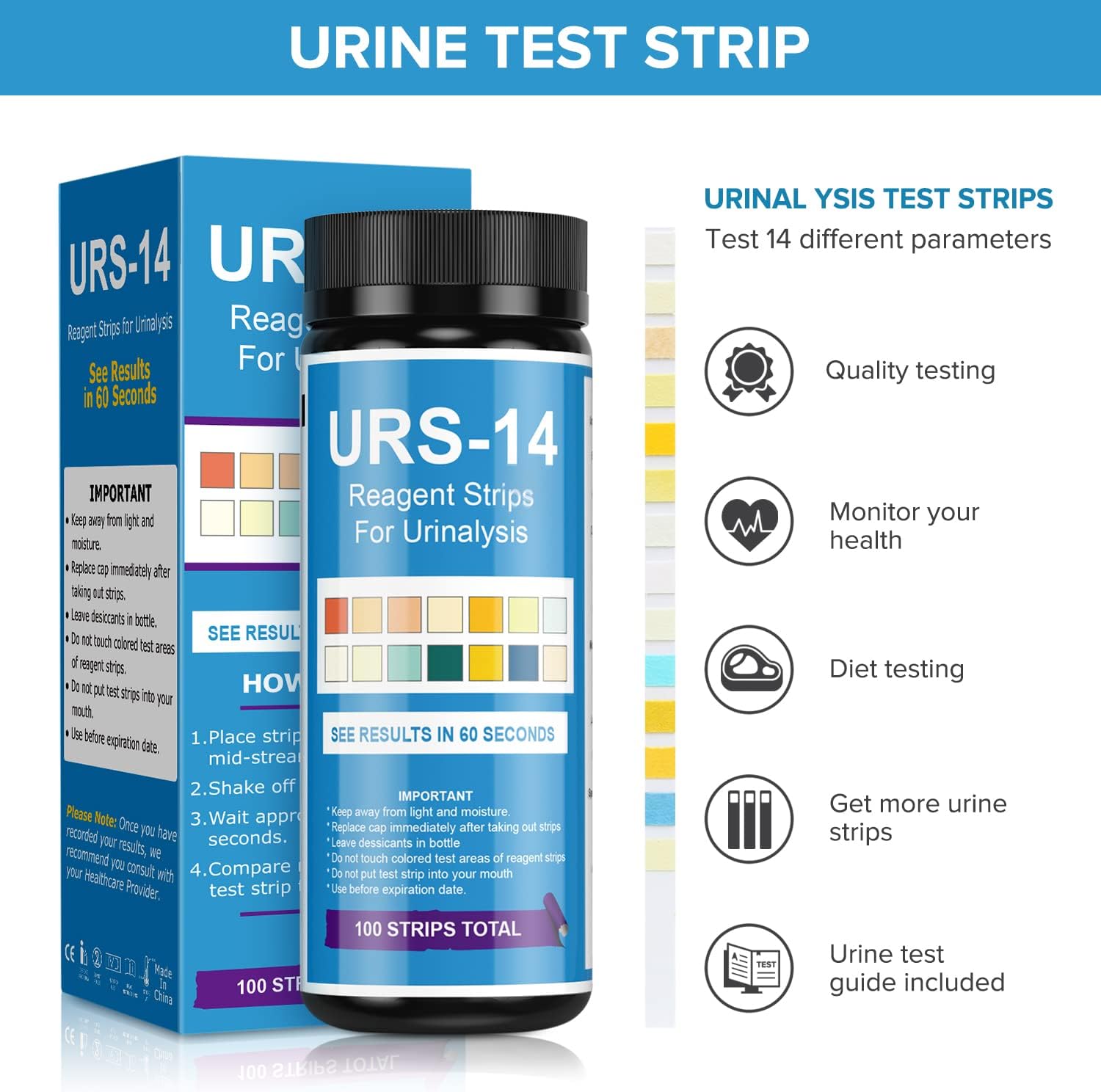 14 Parameter Urine Test Strips 100 Count : Health & Household
