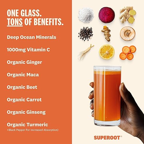 Miniatura 2 de Daily Wellness Shots - Mezcla de bebida en polvo de cúrcuma y jengibre, inmunidad, hidratación y apoyo hepático, 3 electrolitos esenciales y 6