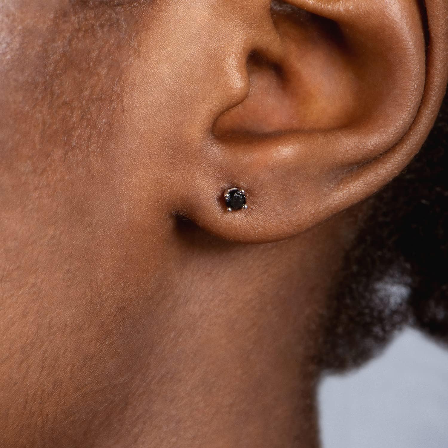 Jewelili 10K White Gold Stud Earrings with Black Round Diamonds 1/2, 3/4, 1.0, or 2 Cttw