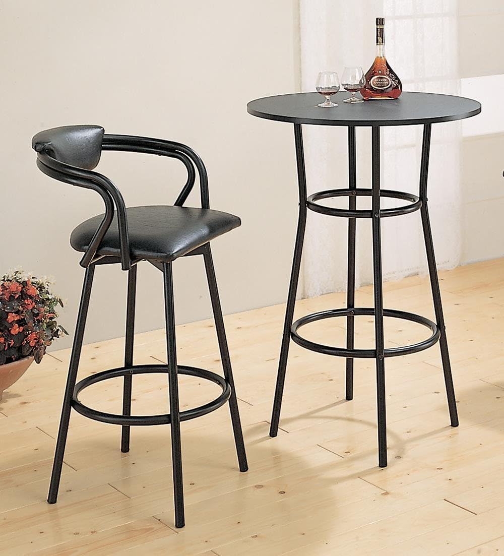 Amazon.com: 3pc "R" Style Black Metal Frame Kitchen Bar Table & Stools Set : Home & Kitchen