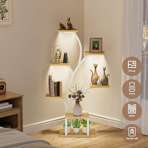 Miniatura 5 de Soporte para plantas de interior con luces de crecimiento, estante para plantas de 7 niveles para interiores, soporte de esquina de 49 pulgadas para