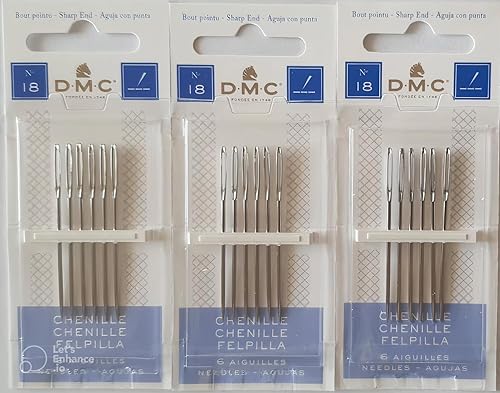 Miniatura 4 de INCELER - 3 agujas de mano de chenilla 1768-18, 18 agujas, tamaño 18, azul, suministros de costura INCELER (18)