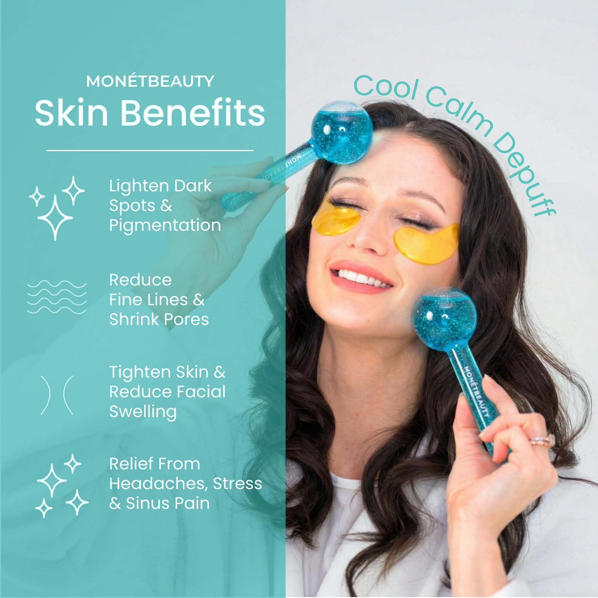 MonétBeauty Kulki lodowe do twarzy, bezpieczne w zamrażarce i wysoce skuteczne kule do twarzy do codziennych zabiegów kosmetycznych, wałek do twarzy do napinania skóry, zmniejszenia obrzęków, poprawy