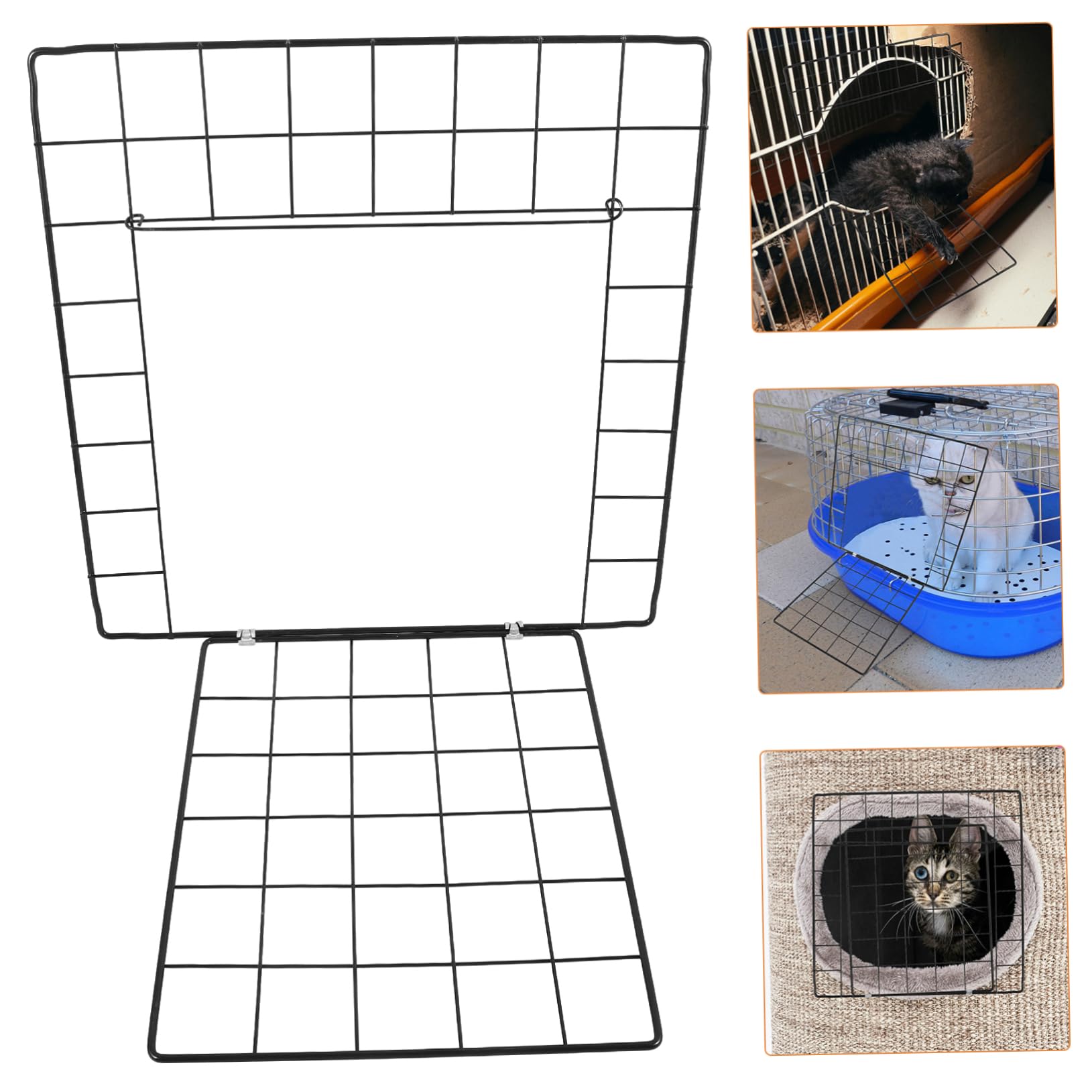 Puerta de Valla para Mascotas Engrosada de Hierro Negro, Resistente al Desgaste y Ensamblaje Libre para Jaulas de Gatos y Perros